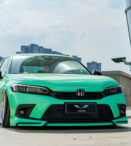 Honda Civic 11th Gen FE1 FE2 FE4 2022-ON & Civic 11th Gen FL1 FL2 FL4 2022-ON with Aftermarket Parts - V1 Style Front Lip Spliter PP from Yofer USA