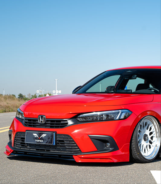 Honda Civic 11th Gen FE1 FE2 FE4 2022-ON & Civic 11th Gen FL1 FL2 FL4 2022-ON with Aftermarket Parts - V2 Style Front Lip Spliter PP from Yofer USA