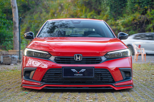 Honda Civic 11th Gen FE1 FE2 FE4 2022-ON & Civic 11th Gen FL1 FL2 FL4 2022-ON with Aftermarket Parts - V2 Style Front Lip Spliter PP from Yofer USA
