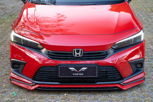 Honda Civic 11th Gen FE1 FE2 FE4 2022-ON & Civic 11th Gen FL1 FL2 FL4 2022-ON with Aftermarket Parts - V2 Style Front Lip Spliter PP from Yofer USA