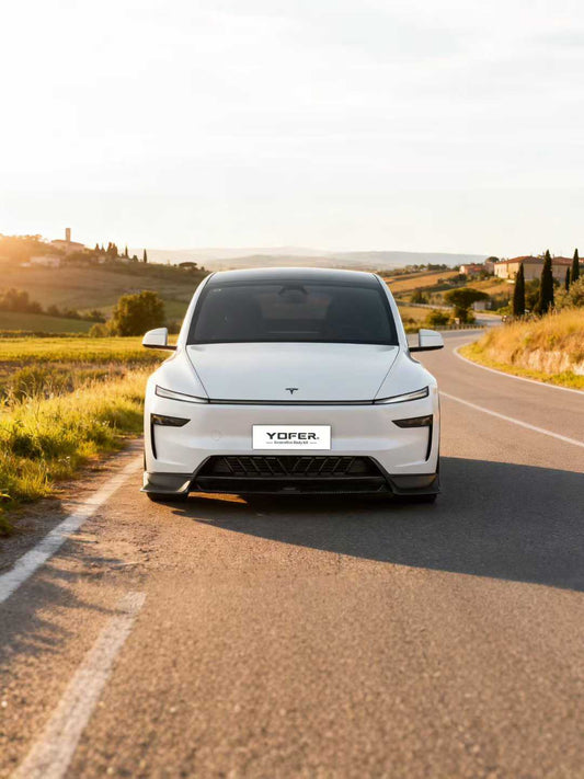 Tesla Model Y Juniper 2026-ON with Aftermarket Parts - Loong Flames Pro Front Lip PP Polypropylene from Yofer USA