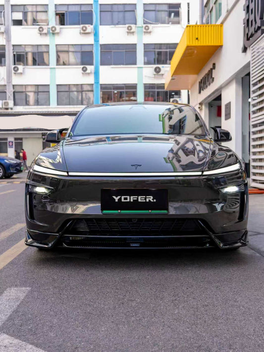 Tesla Model Y Juniper 2026-ON with Aftermarket Parts - Loong Flames Pro Front Lip PP Polypropylene from Yofer USA