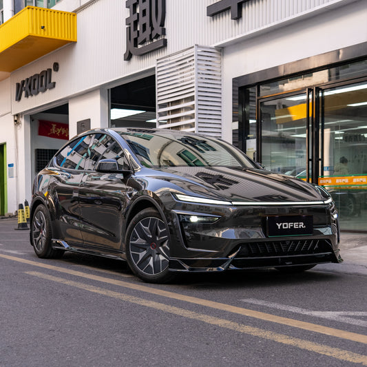 Tesla Model Y Juniper 2026-ON with Aftermarket Parts - Loong Flames Pro Front Lip PP Polypropylene from Yofer USA