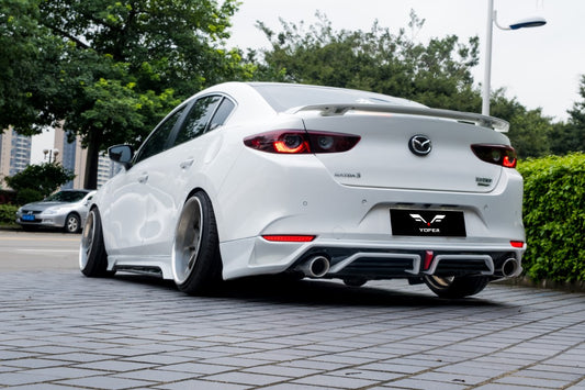 Mazda3 4th Gen BP 2019 2020 2021 2022 2023 2024 with Aftermarket Parts - Rear Diffuser & Canards PP from Yofer USA