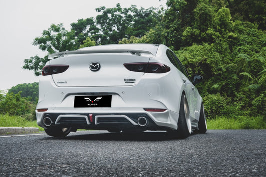 Mazda3 4th Gen BP 2019 2020 2021 2022 2023 2024 with Aftermarket Parts - Rear Diffuser & Canards PP from Yofer USA
