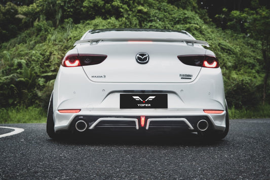 Mazda3 4th Gen BP 2019 2020 2021 2022 2023 2024 with Aftermarket Parts - Rear Diffuser & Canards PP from Yofer USA