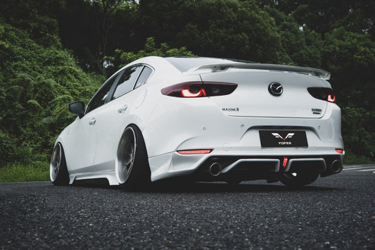 Mazda3 4th Gen BP 2019 2020 2021 2022 2023 2024 with Aftermarket Parts - Rear Diffuser & Canards PP from Yofer USA