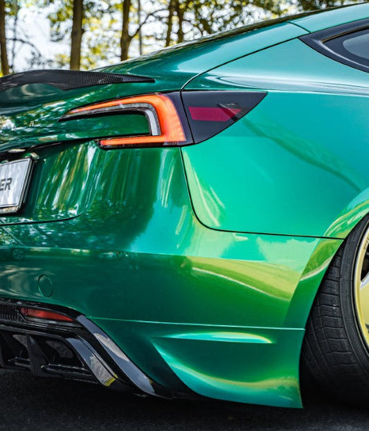 Tesla Model 3 Highland / Performance 2024 with Aftermarket Parts - V1 Sports Rear Diffuser & Canards PP from Yofer USA