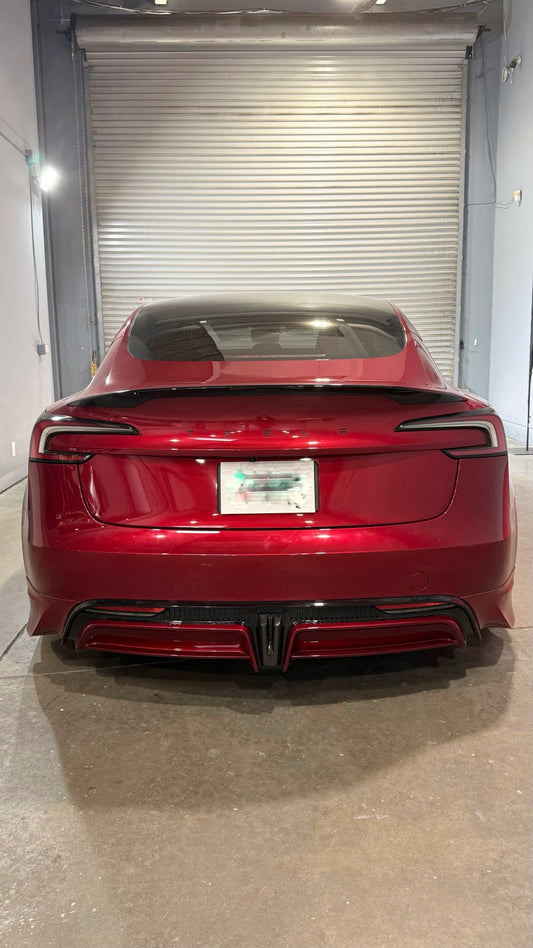 Tesla Model 3 Highland / Performance 2024 with Aftermarket Parts - V2 Rear Diffuser & Canards PP from Yofer USA