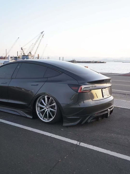 Tesla Model 3 Highland / Performance 2024 with Aftermarket Parts - V1 Sports Rear Diffuser & Canards PPfrom Yofer USA
