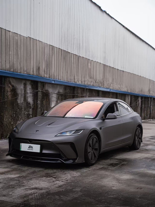 Tesla Model 3 Highland Performance 2024-ON with Aftermarket Parts - Loong Flames Max Front Bumper PP & ABS from Yofer USA