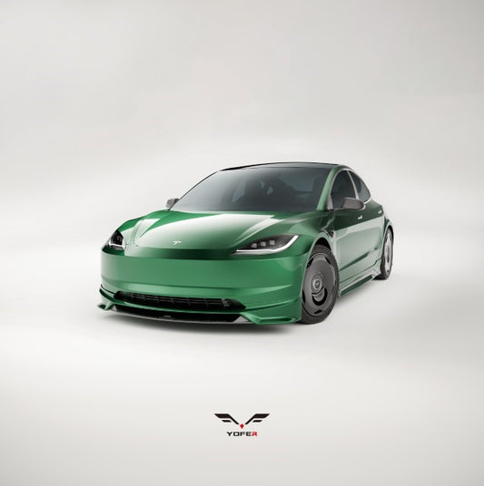 Tesla Model 3 Highland 2024 with Aftermarket Parts - Front Lip Splitter ABS & PP from Yofer USA