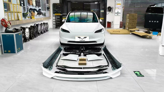 Tesla Model 3 Highland 2024 with Aftermarket Parts - Front Lip Splitter ABS & PP from Yofer USA