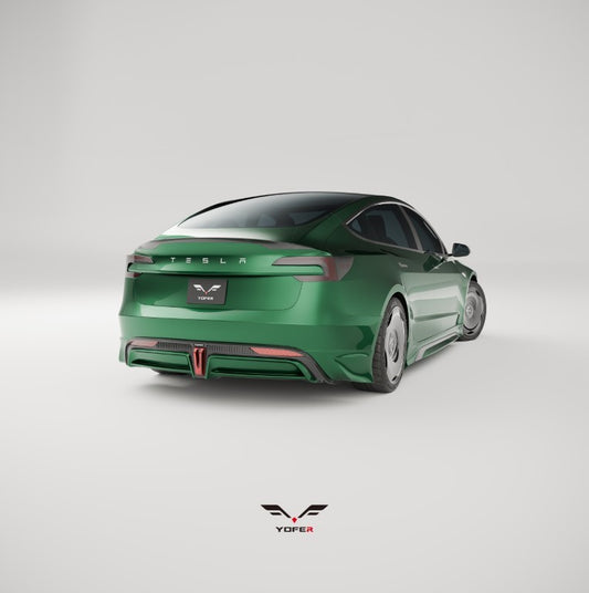 Tesla Model 3 Highland / Performance 2024 with Aftermarket Parts - V2 Rear Diffuser & Canards PP from Yofer USA