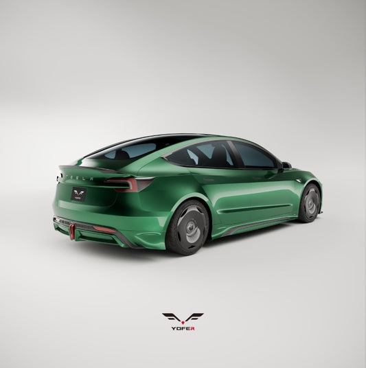 Tesla Model 3 Highland / Performance 2024 with Aftermarket Parts - V2 Rear Diffuser & Canards PP from Yofer USA