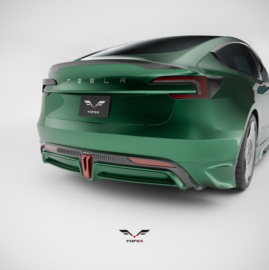 Tesla Model 3 Highland / Performance 2024-ON with Aftermarket Parts - Rear Spoiler Pre-preg Carbon Fiber / ABS from Yofer USA