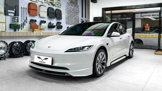 Tesla Model 3 Highland 2024 with Aftermarket Parts - Front Lip Splitter ABS & PP from Yofer USA