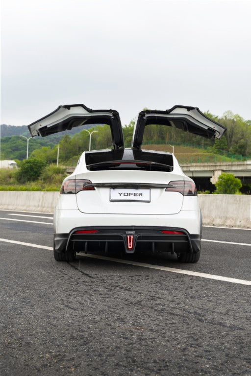 Tesla Model X Performance / Plaid / Standard Range / P100D / P90D / Long Range Plus / Base / 100D / 90D / 75D / 70D 2016-2021 with Aftermarket Parts - Rear Diffuser PP from Yofer USA