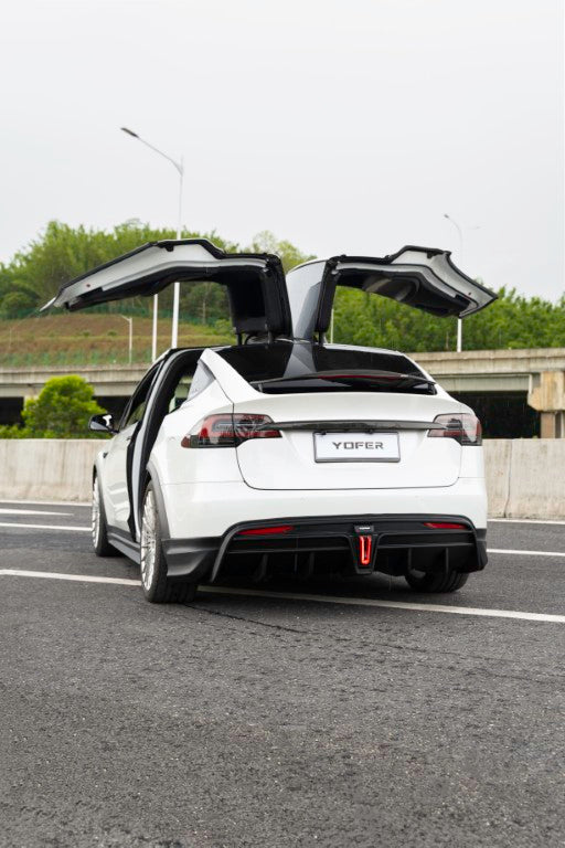 Tesla Model X Performance / Plaid / Standard Range / P100D / P90D / Long Range Plus / Base / 100D / 90D / 75D / 70D 2016-2021 with Aftermarket Parts - Rear Diffuser PP from Yofer USA