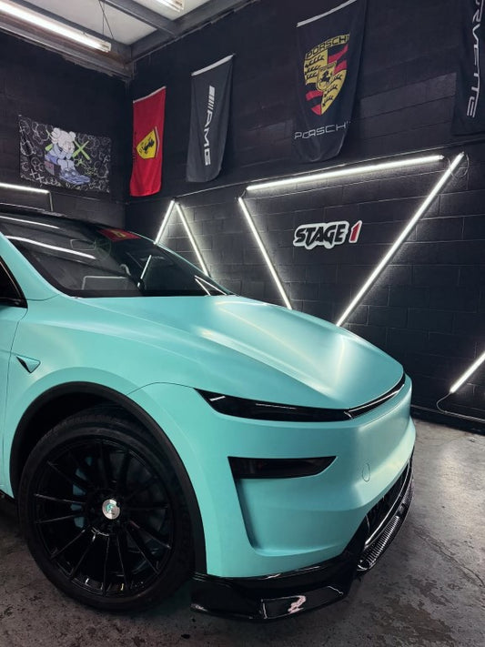 Tesla Model Y Juniper 2026-ON with Aftermarket Parts - Loong Flames Pro Front Lip PP Polypropylene from Yofer USA