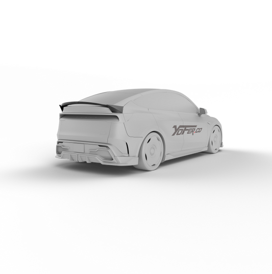 Tesla Model Y Juniper 2026-ON with Aftermarket Parts - Loong Flames Rear Lip Spoiler PP Polypropylene from Yofer USA