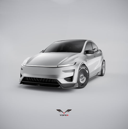 Tesla Model Y Juniper 2026-ON with Aftermarket Parts - Loong Flames Side Skirts PP Polypropylene from Yofer USA