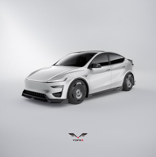Tesla Model Y Juniper 2026-ON with Aftermarket Parts - Loong Flames Side Skirts PP Polypropylene from Yofer USA