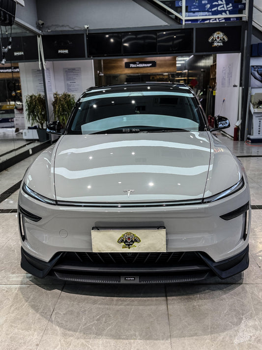 Tesla Model Y Juniper 2026-ON with Aftermarket Parts - Loong Flames Pro Front Lip PP Polypropylene from Yofer USA