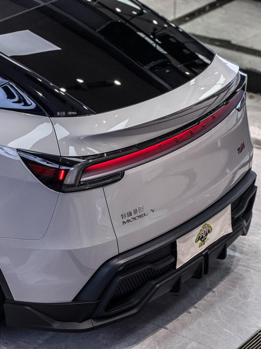 Tesla Model Y Juniper 2026-ON with Aftermarket Parts - Loong Flames Rear Diffuser PP Polypropylene from Yofer USA