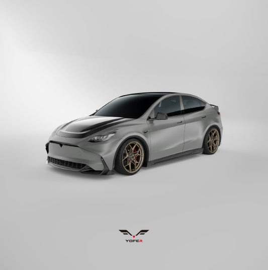 Tesla Model Y / Performance 2021-ON with Aftermarket Parts - Loong Flames Max Front Bumper PP from Yofer USA