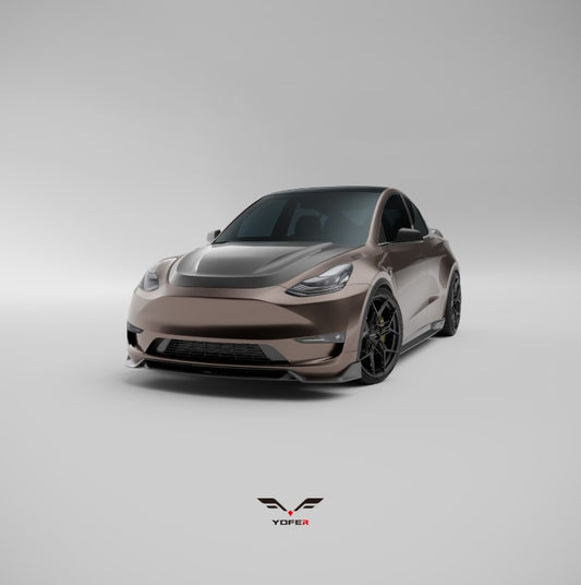 Tesla Model Y / Performance 2021 2022 2023 2024 with Aftermarket Parts - Loong Flames Pro Style Front Lip PP from Yofer USA