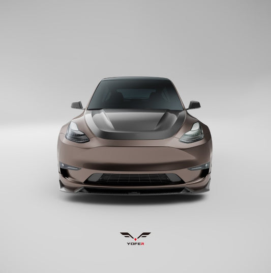 Tesla Model Y / Performance 2021 2022 2023 2024 with Aftermarket Parts - Loong Flames Pro Style Front Lip PP from Yofer USA