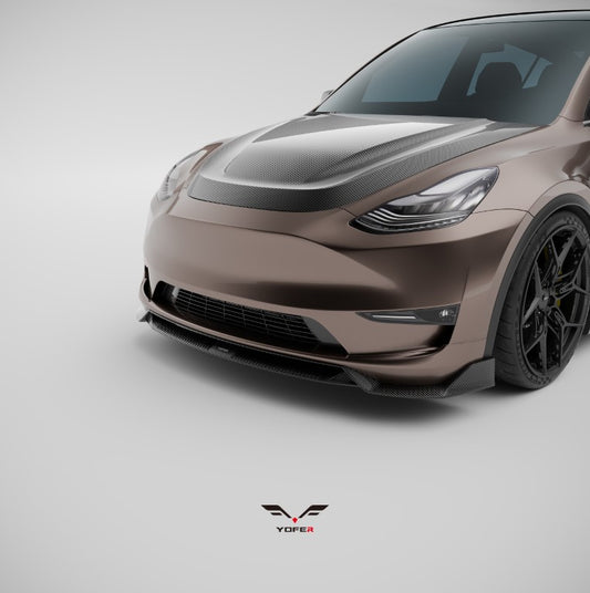 Tesla Model Y / Performance 2021 2022 2023 2024 with Aftermarket Parts - Loong Flames Pro Style Front Lip PP from Yofer USA