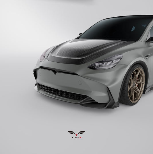 Tesla Model Y / Performance 2021-ON with Aftermarket Parts - Loong Flames Max Front Bumper PP from Yofer USA