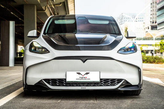 Tesla Model Y / Performance 2021-ON with Aftermarket Parts - Loong Flames Max Front Bumper PP from Yofer USA