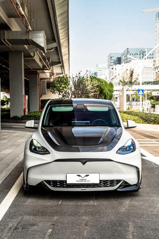 Tesla Model Y / Performance 2021-ON with Aftermarket Parts - Loong Flames Max Front Bumper PP from Yofer USA