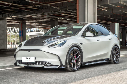 Tesla Model Y / Performance 2021-ON with Aftermarket Parts - Loong Flames Max Side Skirts PP from Yofer USA