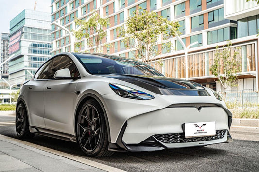 Tesla Model Y / Performance 2021-ON with Aftermarket Parts - Loong Flames Max Front Bumper PP from Yofer USA