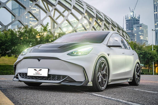 Tesla Model Y / Performance 2021-ON with Aftermarket Parts - Loong Flames Max Front Bumper PP from Yofer USA