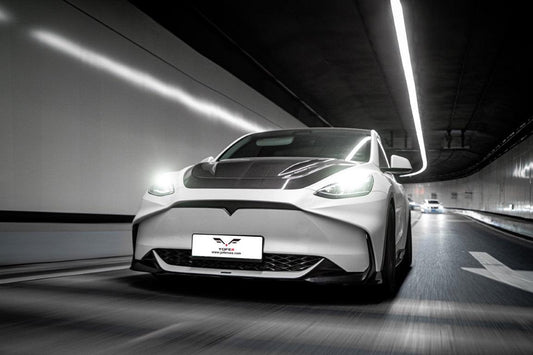 Tesla Model Y / Performance 2021-ON with Aftermarket Parts - Loong Flames Max Front Bumper PP from Yofer USA