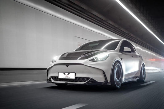 Tesla Model Y / Performance 2021-ON with Aftermarket Parts - Loong Flames Max Front Bumper PP from Yofer USA
