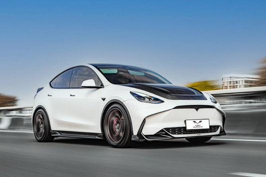 Tesla Model Y / Performance 2021-ON with Aftermarket Parts - Loong Flames Max Front Bumper PP from Yofer USA
