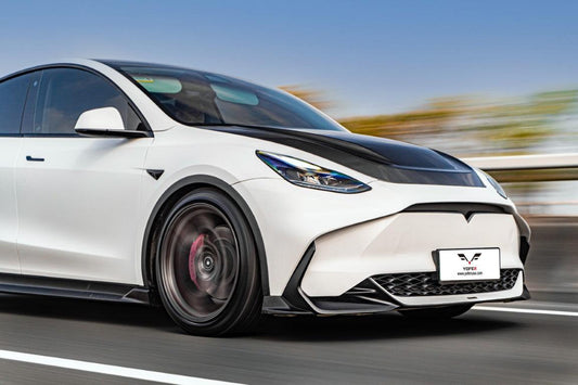Tesla Model Y / Performance 2021-ON with Aftermarket Parts - Loong Flames Max Front Bumper PP from Yofer USA