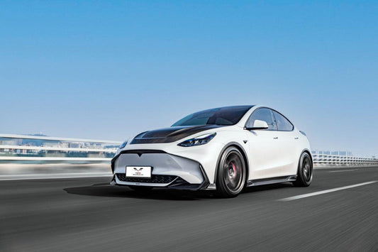 Tesla Model Y / Performance 2021-ON with Aftermarket Parts - Loong Flames Max Front Bumper PP from Yofer USA