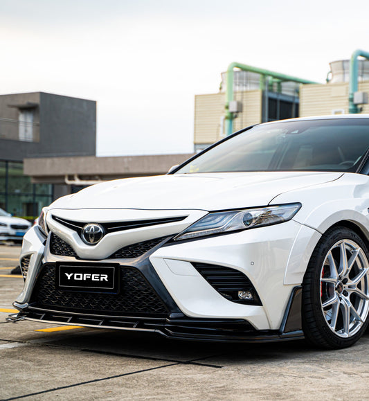 Toyota Camry 8th Gen XV70 SE XSE 2018-2020 with Aftermarket Parts - V1 Style Front Lip Splitter PP from Yofer USA