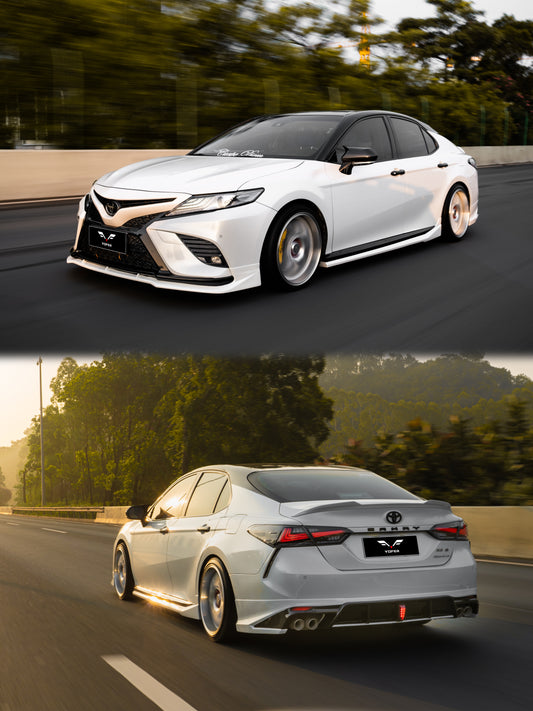 Toyota Camry 8th Gen XV70 SE XSE 2018-2020 with Aftermarket Parts - V2 Style Front Lip Splitter PP from Yofer USA