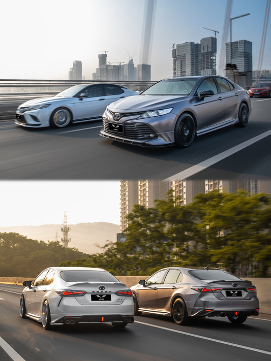 Toyota Camry 8th Gen XV70 SE XSE 2018-2020 with Aftermarket Parts - V2 Style Front Lip Splitter PP from Yofer USA