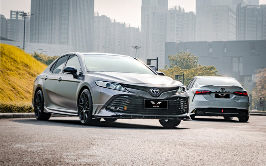 Toyota Camry 8th Gen XV70 LE XLE 2018-2020 with Aftermarket Parts - Front Lip & Side Spliters PP from Yofer USA