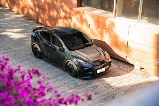 Tesla Model Y / Performance 2021-ON with Aftermarket Parts - Loong Flames Max Side Skirts PP from Yofer USA