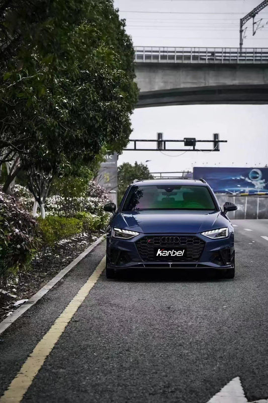 Audi S4 A4 S-line (with s-line bumper, does not fit base model) B9.5 2020-ON with Aftermarket Parts - Front Lip Pre-preg Carbon Fiber from Karbel Carbon